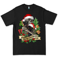 Black Merry Christmas skeleton with black cat Premium Tee - NancyCooperArtShop
