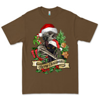 Cacao Merry Christmas skeleton with black cat Premium Tee - NancyCooperArtShop