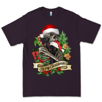 Plum Merry Christmas skeleton with black cat Premium Tee - NancyCooperArtShop