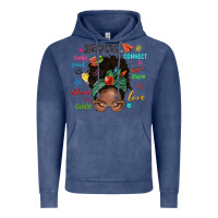Vintage Denim afro messy bun teach inspire love teacher blessed Vintage Hoodie - NancyCooperArtShop