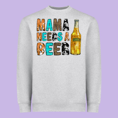 Mama Needs A Beer Heavyweight Sweatshirt Designed By Cowcowdesign