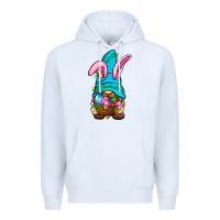 White Easter Wicker Basket Gnome Premium Hoodie - BundleAndBundleShop