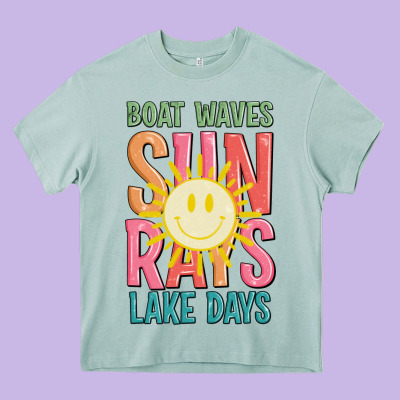 Boat Waves Sun Rays Lake Days Heavy Core Tee Designed By Jahusdesignshop