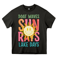 Asphalt boat waves sun rays lake days Heavy Core Tee - JahusDesignShop