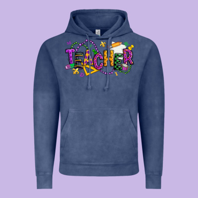 Mardi Gras Teacher Vintage Hoodie Designed By Texasbilliewilder