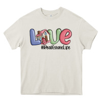 Cream love real estate life Heavy Core Tee - MaliasSmallBusiness