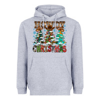 Heather Grey Howdy Christmas Heavyweight Hoodie - CowhideDigitalArt