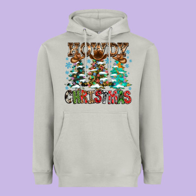 Howdy Christmas Heavyweight Hoodie Designed By Cowhidedigitalart
