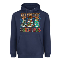 Navy Howdy Christmas Heavyweight Hoodie - CowhideDigitalArt