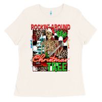 Bone Rockin' around the Christmas tree skeleton Ladies Tee - NancyCooperArtShop