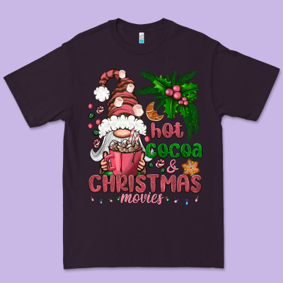Pink Christmas Hot Cocoa And Christmas Movies Premium Tee Designed By Nancycooperartshop