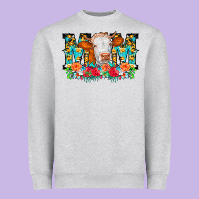Mom Cow Flowers Heavyweight Sweatshirt Designed By Cowcowdesign