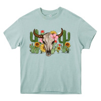 Arona bull skull with cactus Heavy Core Tee - MaliasSmallBusiness
