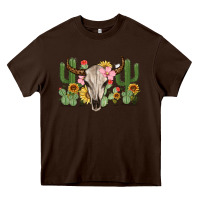 Bull Skull With Cactus Heavy Core Tee | Teevron