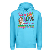 Ocean Blue He Is Alive And I'm Forgiven Premium Hoodie - BundleAndBundleShop