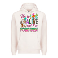 Pale Pink He Is Alive And I'm Forgiven Premium Hoodie - BundleAndBundleShop