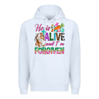 White He Is Alive And I'm Forgiven Premium Hoodie - BundleAndBundleShop