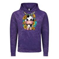 Cloud Purple cute cow with sunflower and leopard Vintage Hoodie - texasbilliewilder