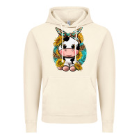 Vintage Artic cute cow with sunflower and leopard Vintage Hoodie - texasbilliewilder