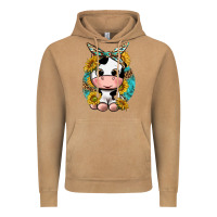 Vintage Camel cute cow with sunflower and leopard Vintage Hoodie - texasbilliewilder