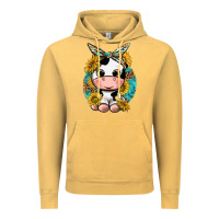 Vintage Mustard cute cow with sunflower and leopard Vintage Hoodie - texasbilliewilder