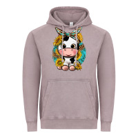 Vintage Zinc cute cow with sunflower and leopard Vintage Hoodie - texasbilliewilder