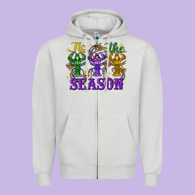 Tis The Season Crawfish Mardi Gras Zipper Hoodie Designed By Fadigitalartstudio