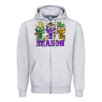 Heather Grey Tis The Season Crawfish Mardi Gras Zipper Hoodie - FaDigitalArtStudio