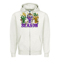 Oatmeal Heather Tis The Season Crawfish Mardi Gras Zipper Hoodie - FaDigitalArtStudio