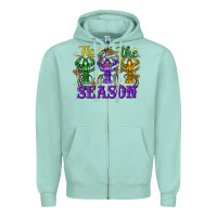 Seafoam Tis The Season Crawfish Mardi Gras Zipper Hoodie - FaDigitalArtStudio