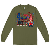 Army Green Happy 4th Of July with gnome Long Sleeve Tee - HowdyJamesFarm