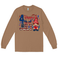 Toasted Coconut Happy 4th Of July with gnome Long Sleeve Tee - HowdyJamesFarm