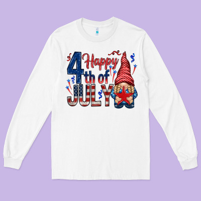 Happy 4th Of July With Gnome Long Sleeve Tee Designed By Howdyjamesfarm