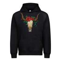 Black bull skull with roses Urban Hoodie - Artiststas
