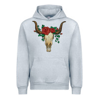 Heather Grey bull skull with roses Urban Hoodie - Artiststas