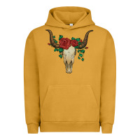 Pigment Peanut Butter bull skull with roses Urban Hoodie - Artiststas