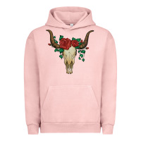 Pigment Salmon bull skull with roses Urban Hoodie - Artiststas