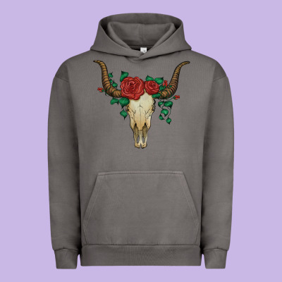 Bull Skull With Roses Urban Hoodie Designed By Artiststas