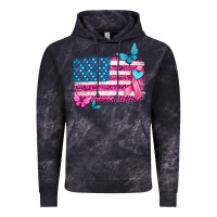 Cloud Black american flag breast cancer with ribbon Vintage Hoodie - texasbilliewilder