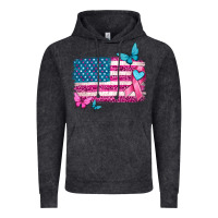 Vintage Black american flag breast cancer with ribbon Vintage Hoodie - texasbilliewilder