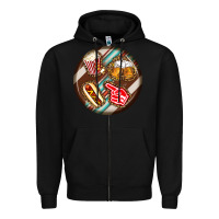 Black american football round earrings Zipper Hoodie - BundleAndBundleShop