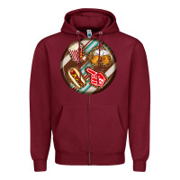 Burgundy american football round earrings Zipper Hoodie - BundleAndBundleShop