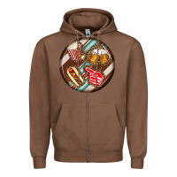 Chestnut american football round earrings Zipper Hoodie - BundleAndBundleShop