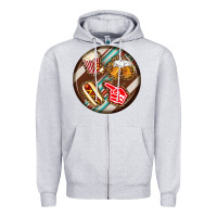 Heather Grey american football round earrings Zipper Hoodie - BundleAndBundleShop
