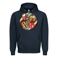 Navy american football round earrings Zipper Hoodie - BundleAndBundleShop