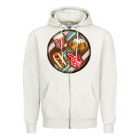 Oatmeal Heather american football round earrings Zipper Hoodie - BundleAndBundleShop