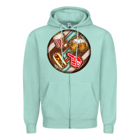 Seafoam american football round earrings Zipper Hoodie - BundleAndBundleShop