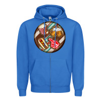 American Football Round Earrings Zipper Hoodie | Teevron