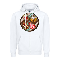 White american football round earrings Zipper Hoodie - BundleAndBundleShop