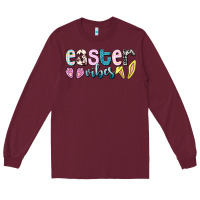 Burgundy Easter vibes Easter Day Long Sleeve Tee - HowdyJamesFarm